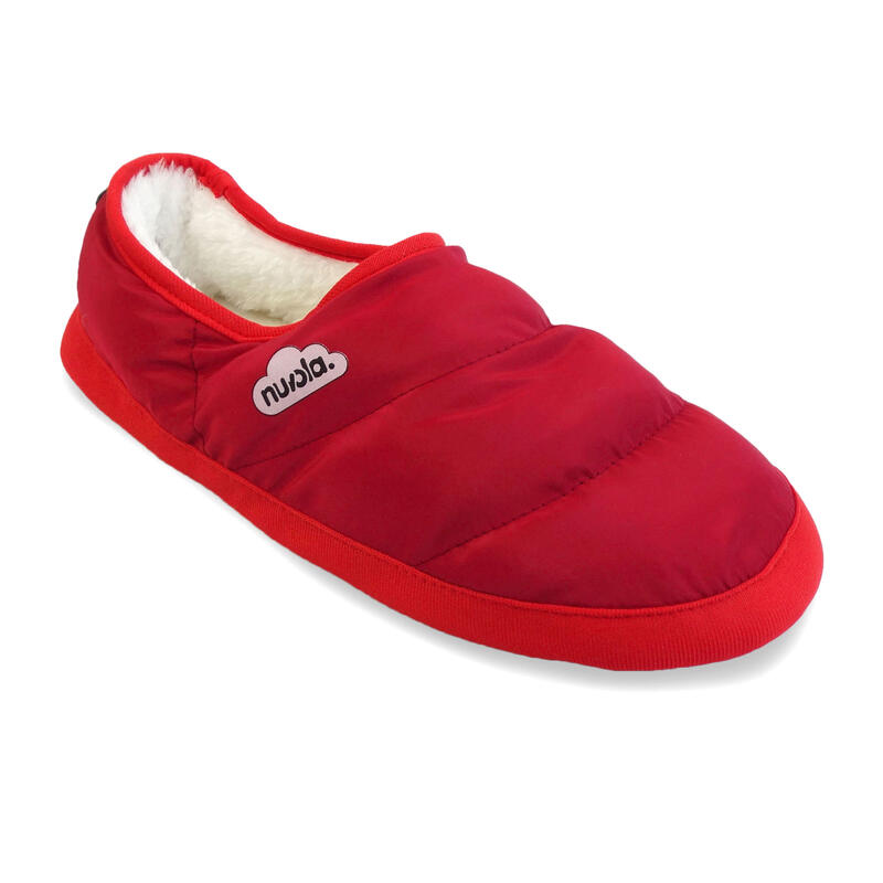 Chaussons unisex Nuvola de couleur rouge avec semelle en caoutchouc