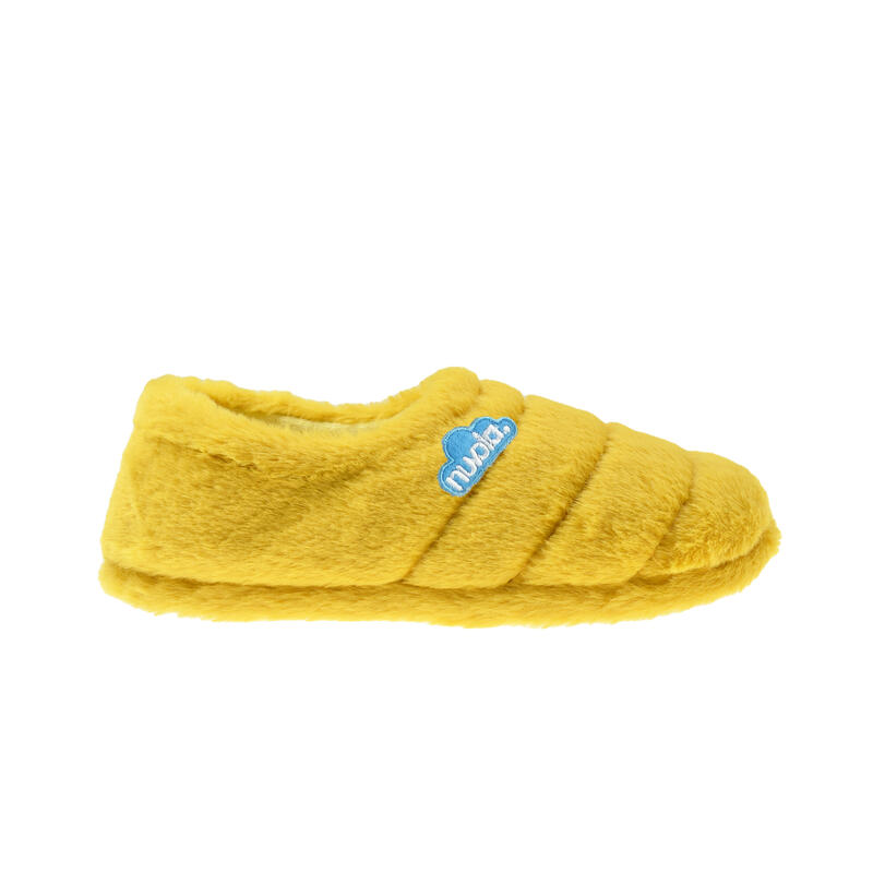 Nuvola unisex loungeslippers in mosterdkleur met rubberen zool