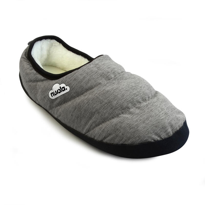 Chaussons unisex Nuvola de couleur gris avec semelle en caoutchouc