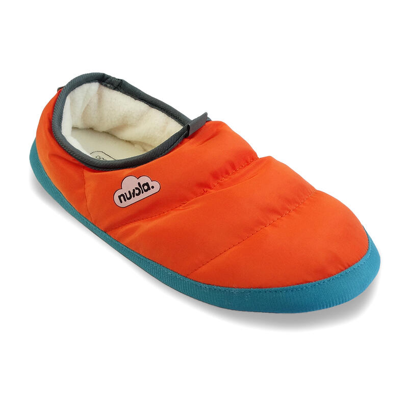 Chaussons unisex Nuvola de couleur orange avec semelle en caoutchouc