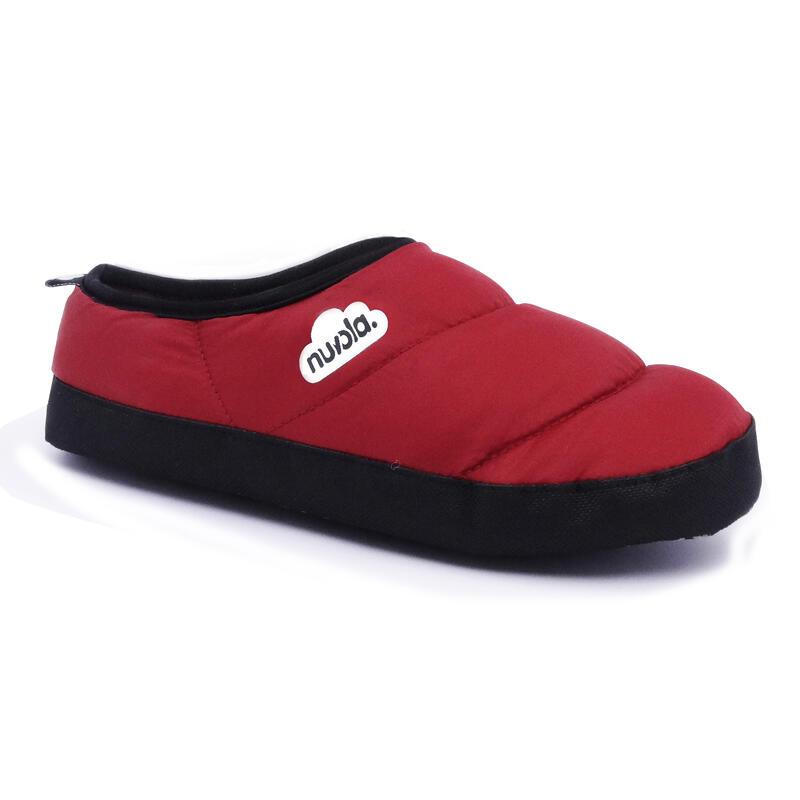 Chaussons unisex Nuvola de couleur rouge avec semelle en caoutchouc