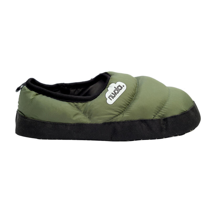 Pantofole unisex Nuvola in verde militare con suola in tessuto