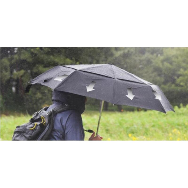 Hus. Double Canopy Strong Super Windproof UV Protect Automatic Folded Umbrella