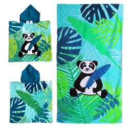 Pack poncho et serviette microfibre enfant Panda vert