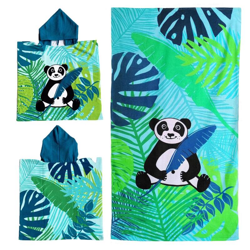 Kinderponcho en microvezel handdoekpakket Green Panda