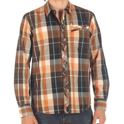 VOLCOM Tip Top Plaid Vintage Brown L/S Shirt