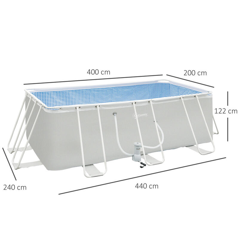 Piscina Desmontable Tubular Outsunny 440x240x122 cm Gris