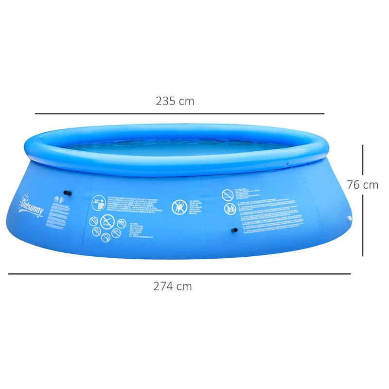 Piscina Hinchable Redonda Outsunny 274x274x76 cm Azul