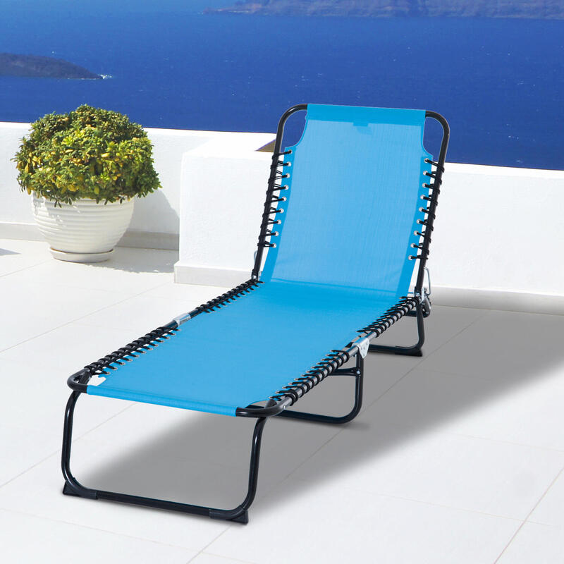 Tumbona Reclinable Outsunny 197x58x76 cm Azul Claro