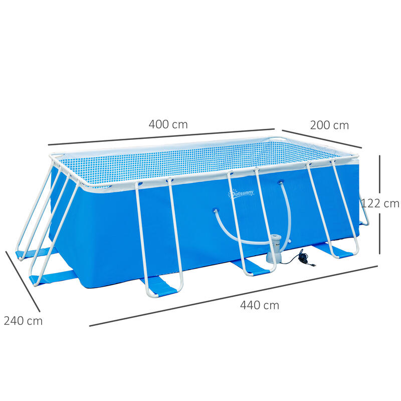 Piscina Desmontable Tubular Outsunny 440x240x122 cm Azul