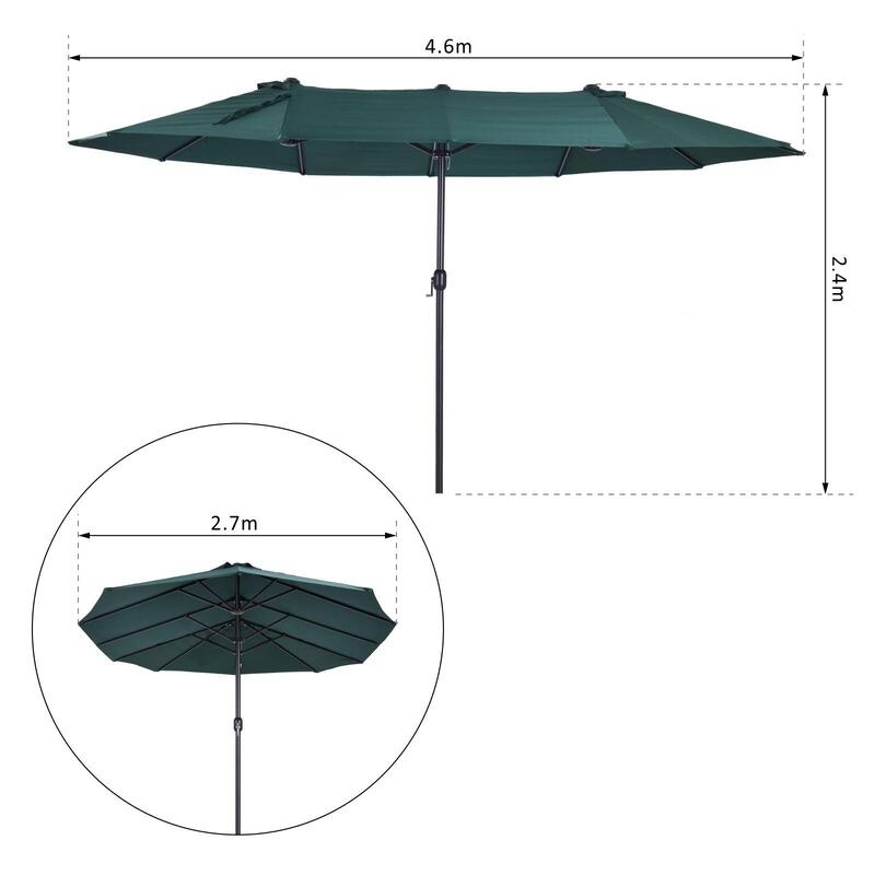 Sombrilla Doble Outsunny 460x270x240 cm Verde