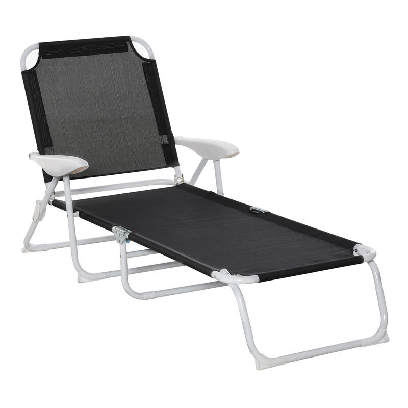 Tumbona Reclinable Outsunny 186x66x80 cm Negro