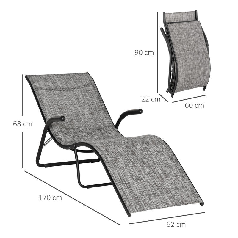 Tumbona Plegable Outsunny 170x62x68 cm Gris