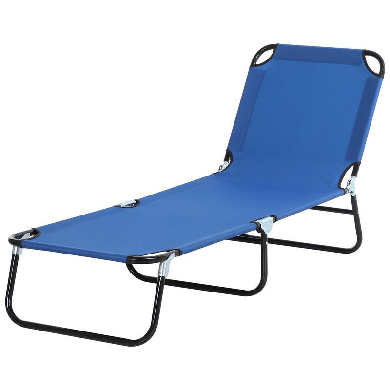 Tumbona Plegable Outsunny 190x56x28 cm Azul