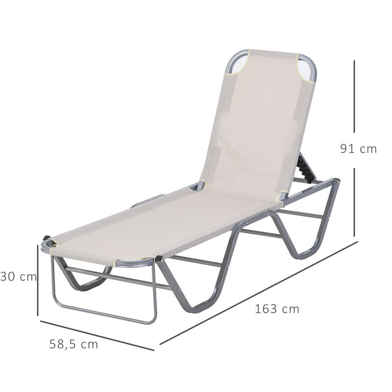 Outsunny Tumbona de Jardín con Respaldo Ajustable en 5 Posiciones