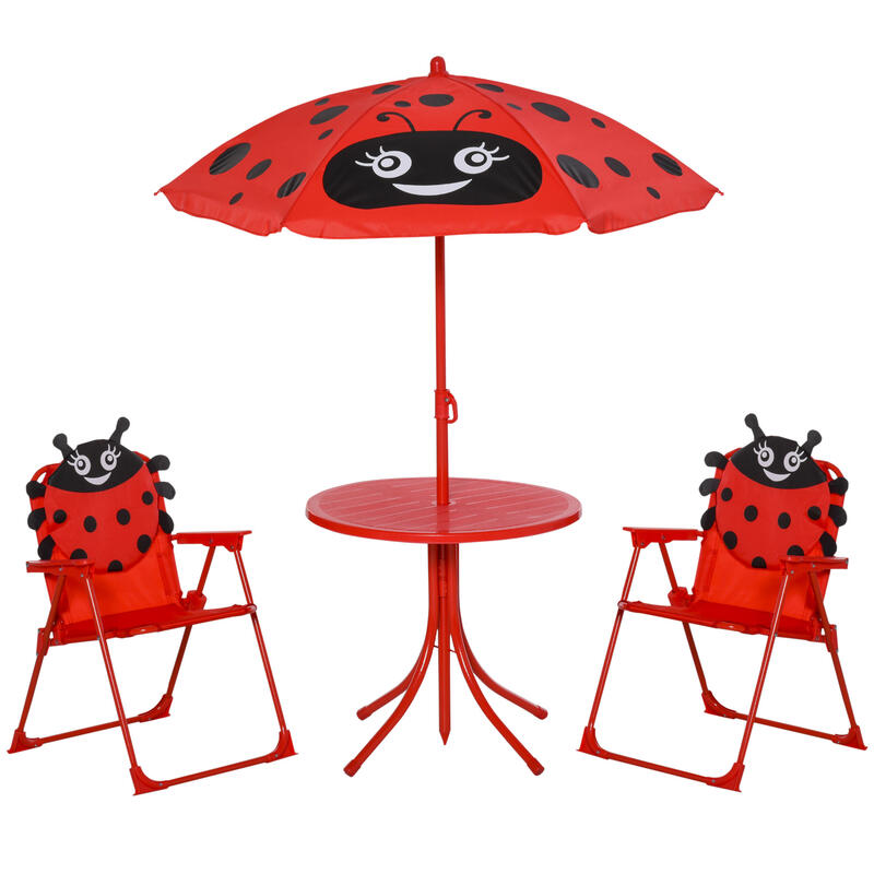 Conjunto de Picnic Plegable Infantil Outsunny 50x50x46 cm Rojo