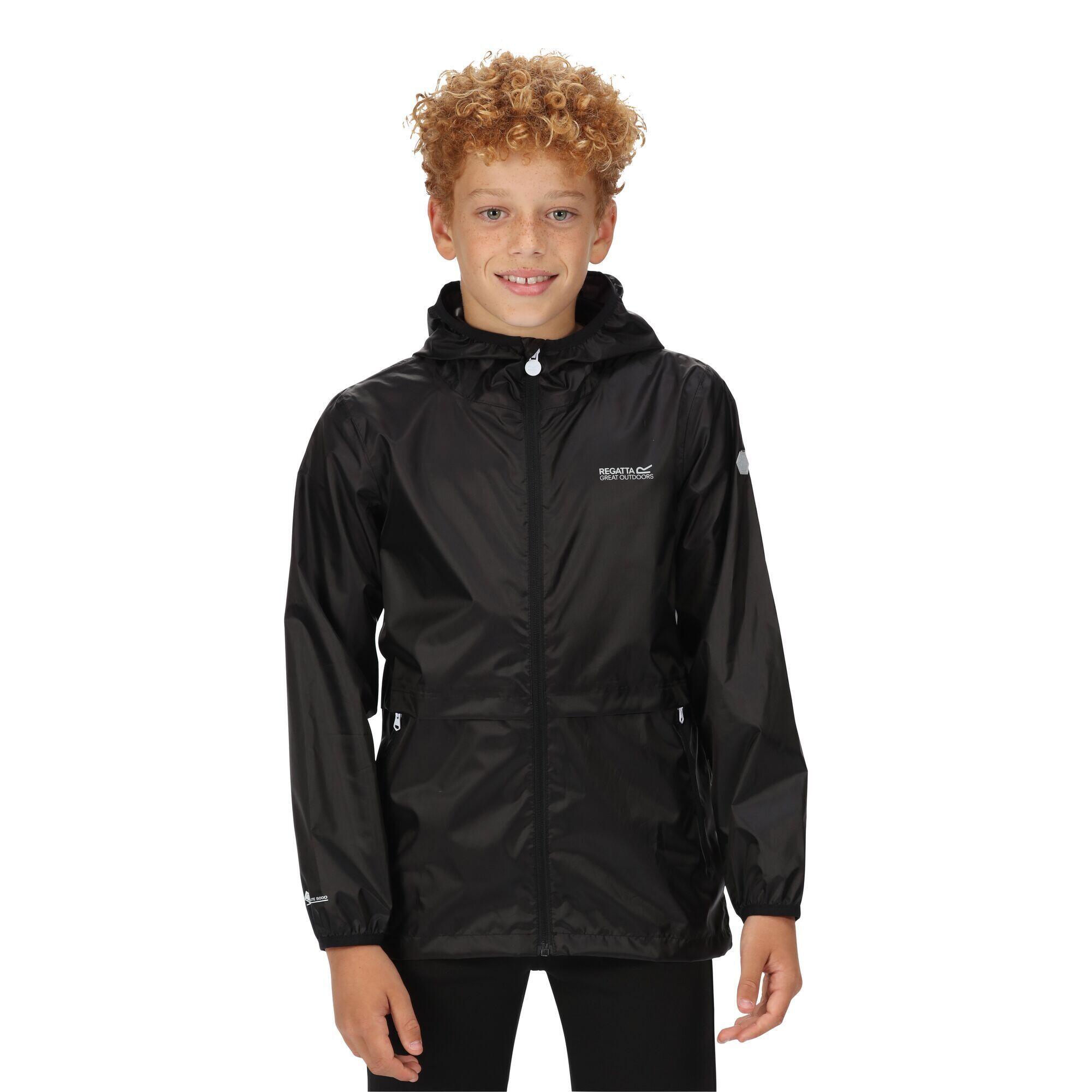 Childrens/Kids Bagley Packaway Waterproof Jacket (Black) REGATTA ...