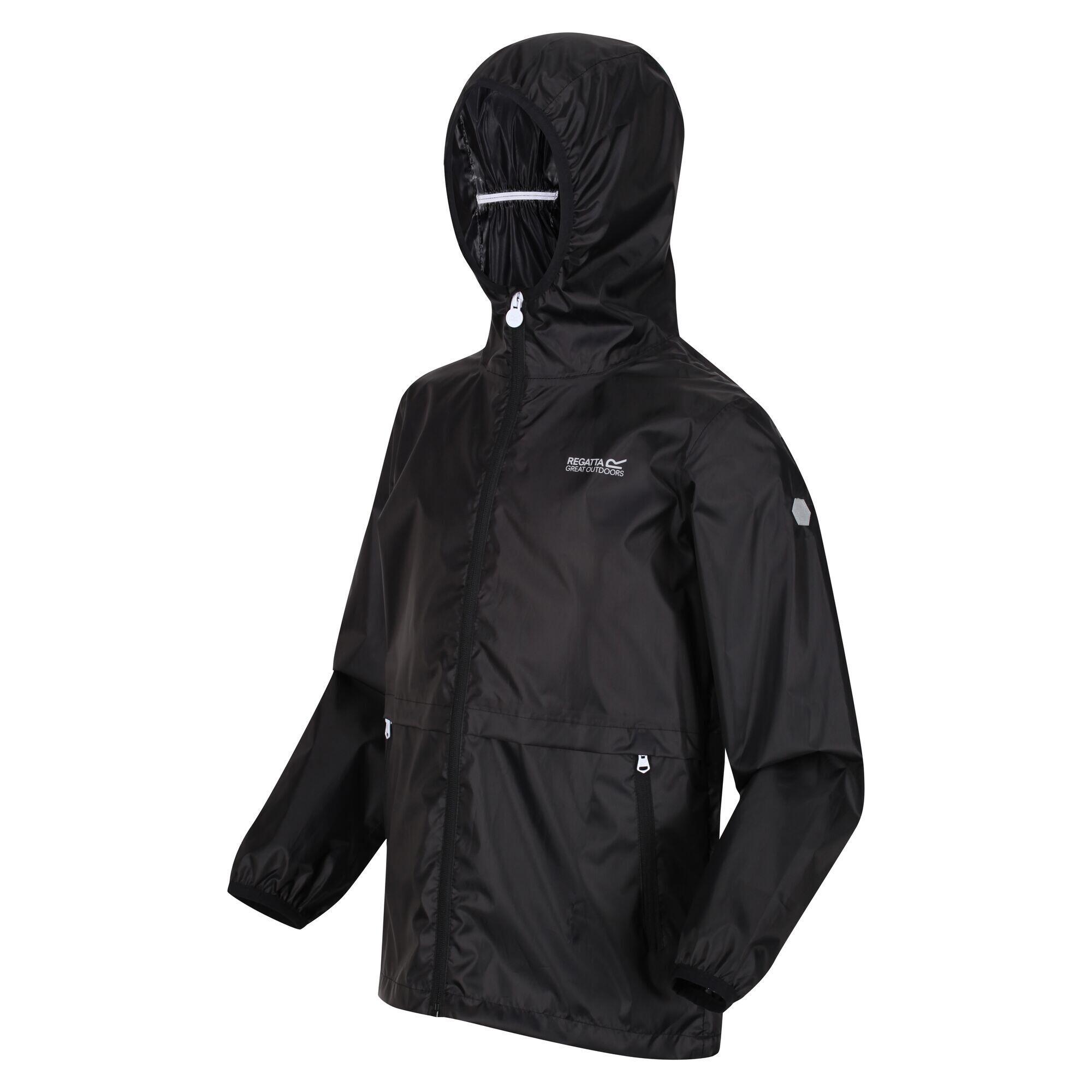 Childrens/Kids Bagley Packaway Waterproof Jacket (Black) 3/5