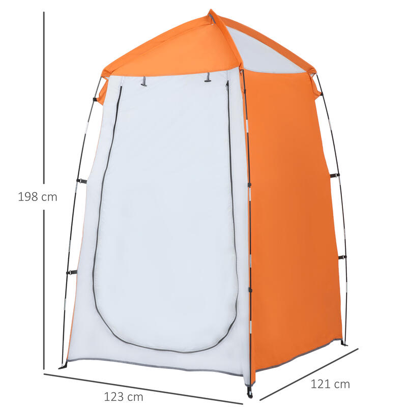 Tenda de Duche 123x121x198 cm Laranja e Prata Outsunny