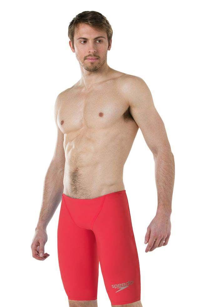 Speedo Men's Fastskin LZR Racer Element Jammer- Lava Red/ Silver 1/4