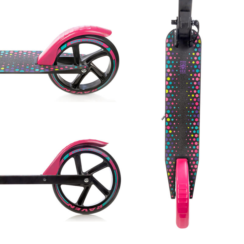 Scooter plegable Dots 200mm Negro/Rosa