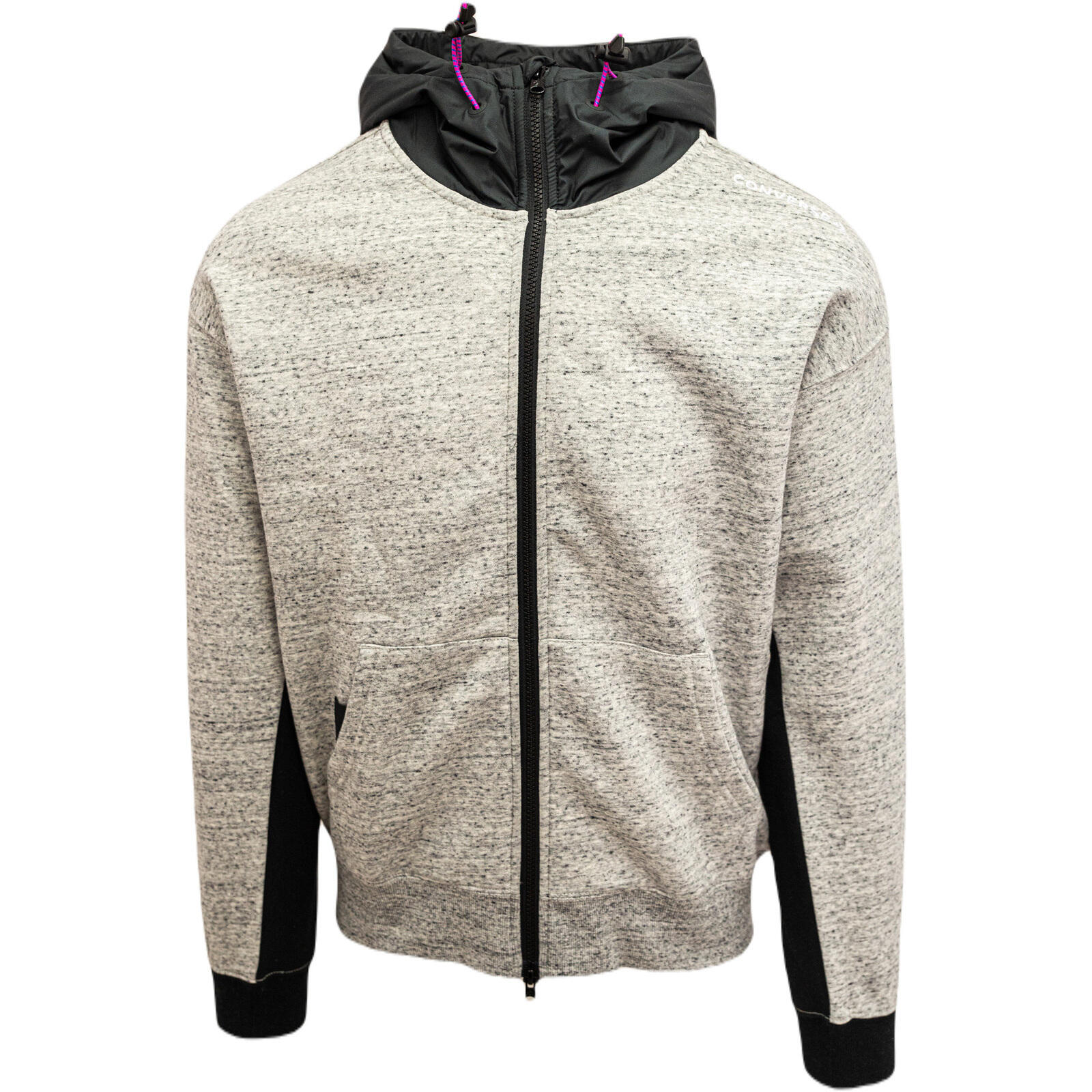 Felpa con cappuccio Converse Mixed Media Full Zip Hoodie Grigio Uomini