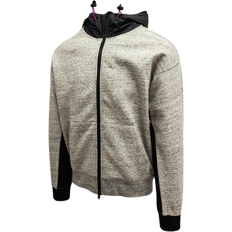 Sweat à capuche Converse Mixed Media Full-Zip Hoodie, Gris, Hommes