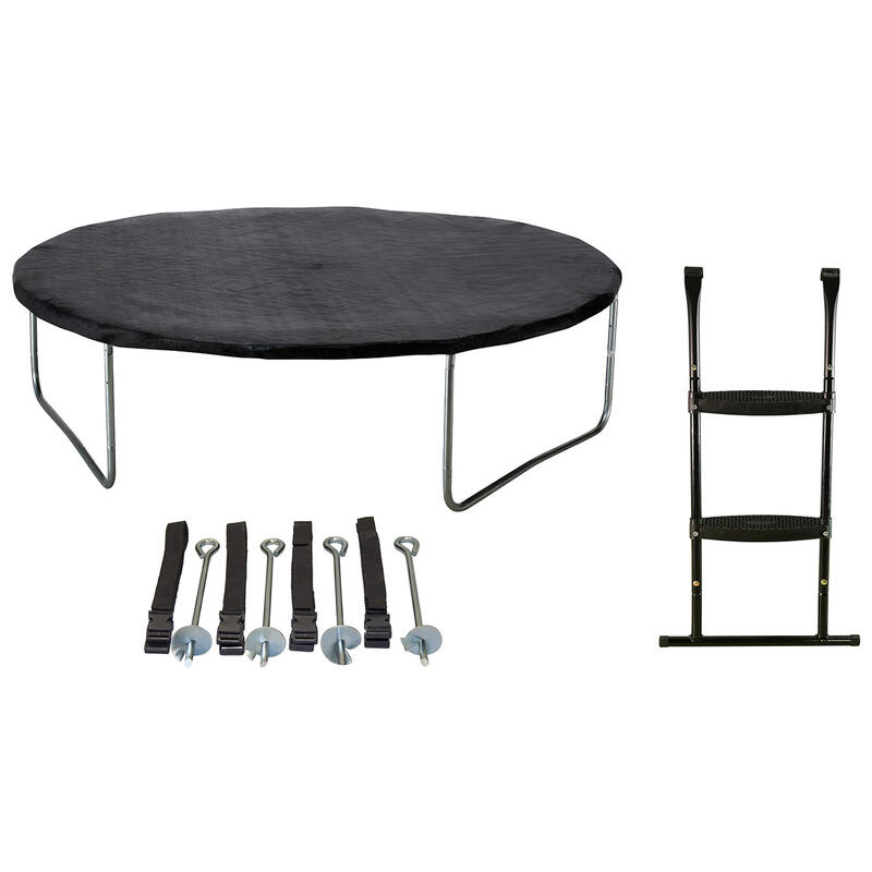 Trampoline de jardin 244 cm + filet de sécurité + échelle + bâche de protection