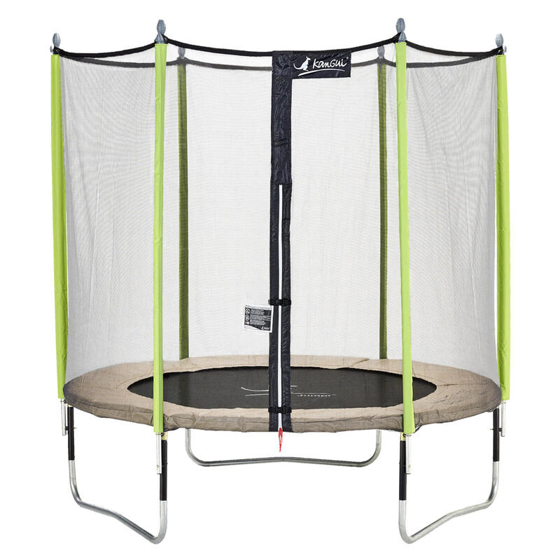 Trampoline de jardin 244 cm + filet de sécurité JUMPI Taupe/Vert 250