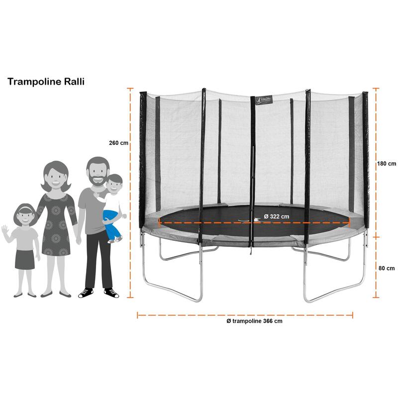 Trampoline rond Ø360cm avec filet de sécurité - RALLI 360