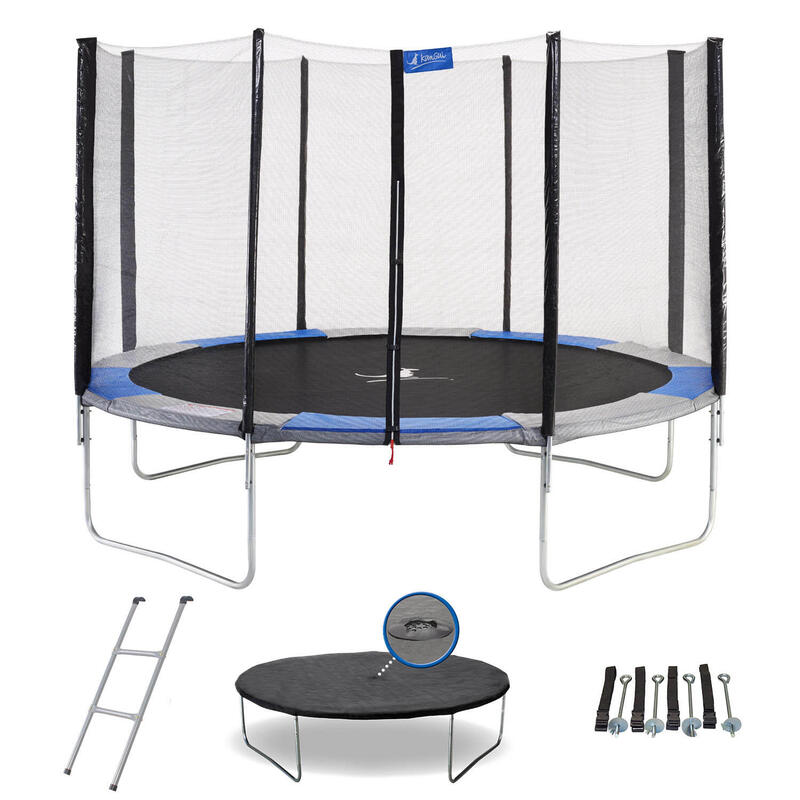 Trampoline rond Ø360cm avec filet, échelle, bâche et kit ancrage - RALLI 360