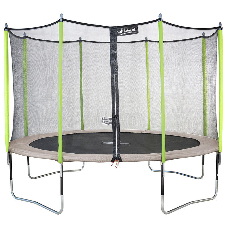 Trampoline de jardin 426 cm + filet de sécurité  JUMPI Taupe/Vert 430