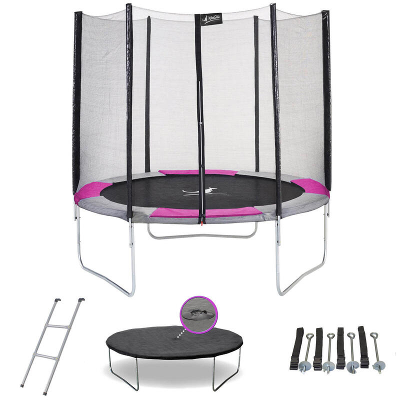 Trampoline rond Ø250cm avec filet, échelle, bâche et kit ancrage- RALLI 250