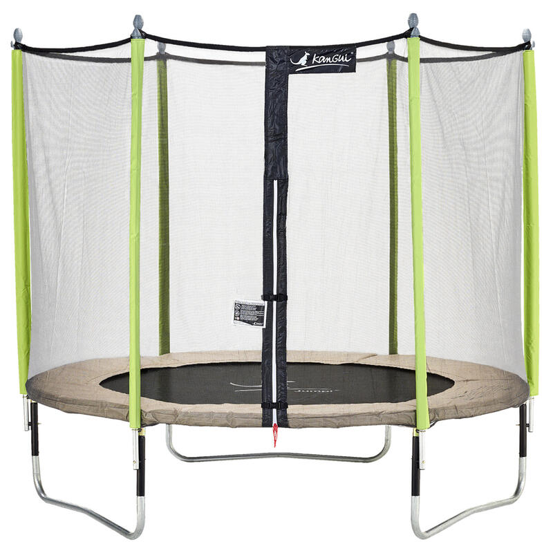 Trampoline de jardin 305 cm + filet de sécurité  JUMPI Taupe/Vert 300