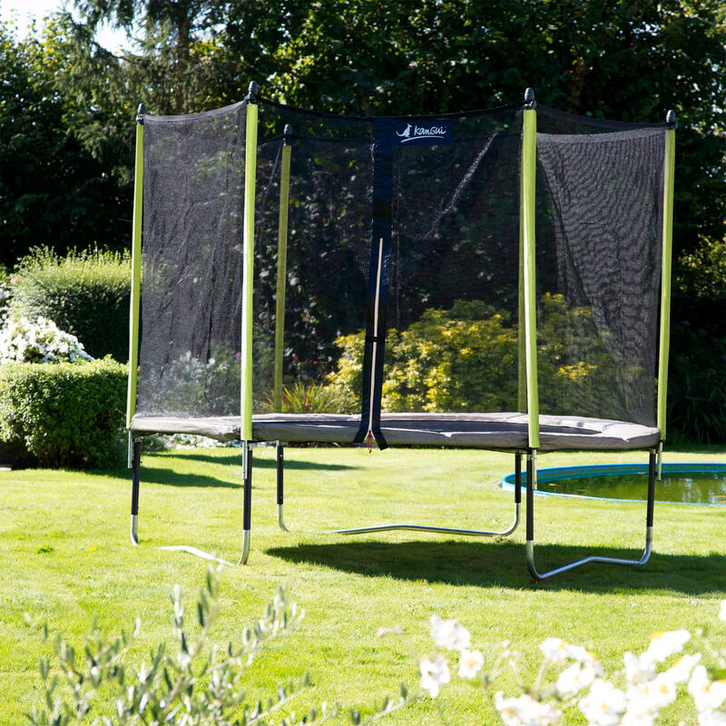 Trampoline de jardin 426 cm + filet de sécurité  JUMPI Taupe/Vert 430