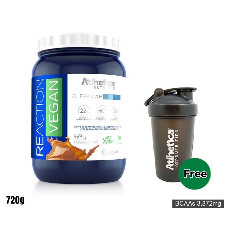 REACTION VEGAN Protein Powder (Chocolate) 720g (BPA-free Shaker)