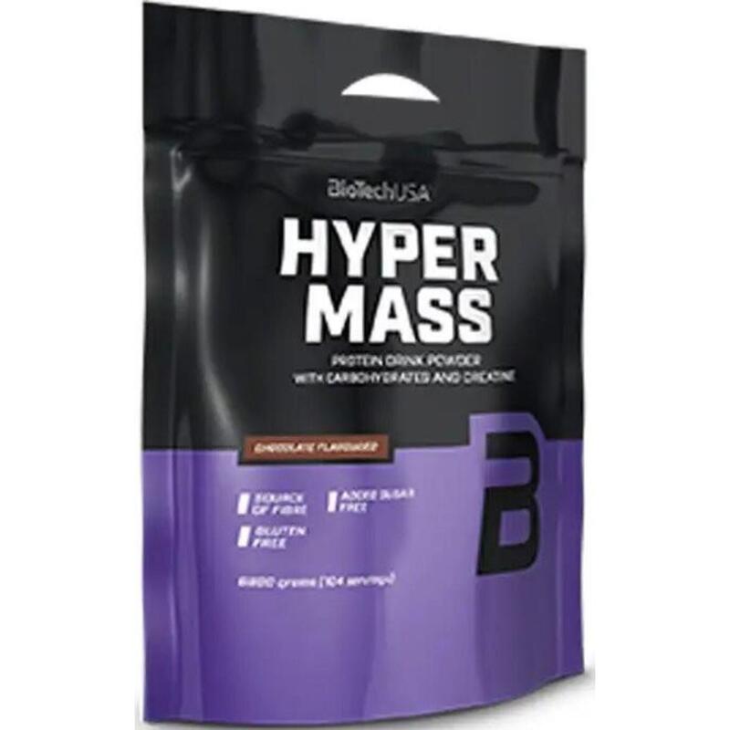 Biotechusa Hyper Mass bebida en polvo carbohidratos y creatina alto contenido de fibra sin añadido 1 kg fresa 1000