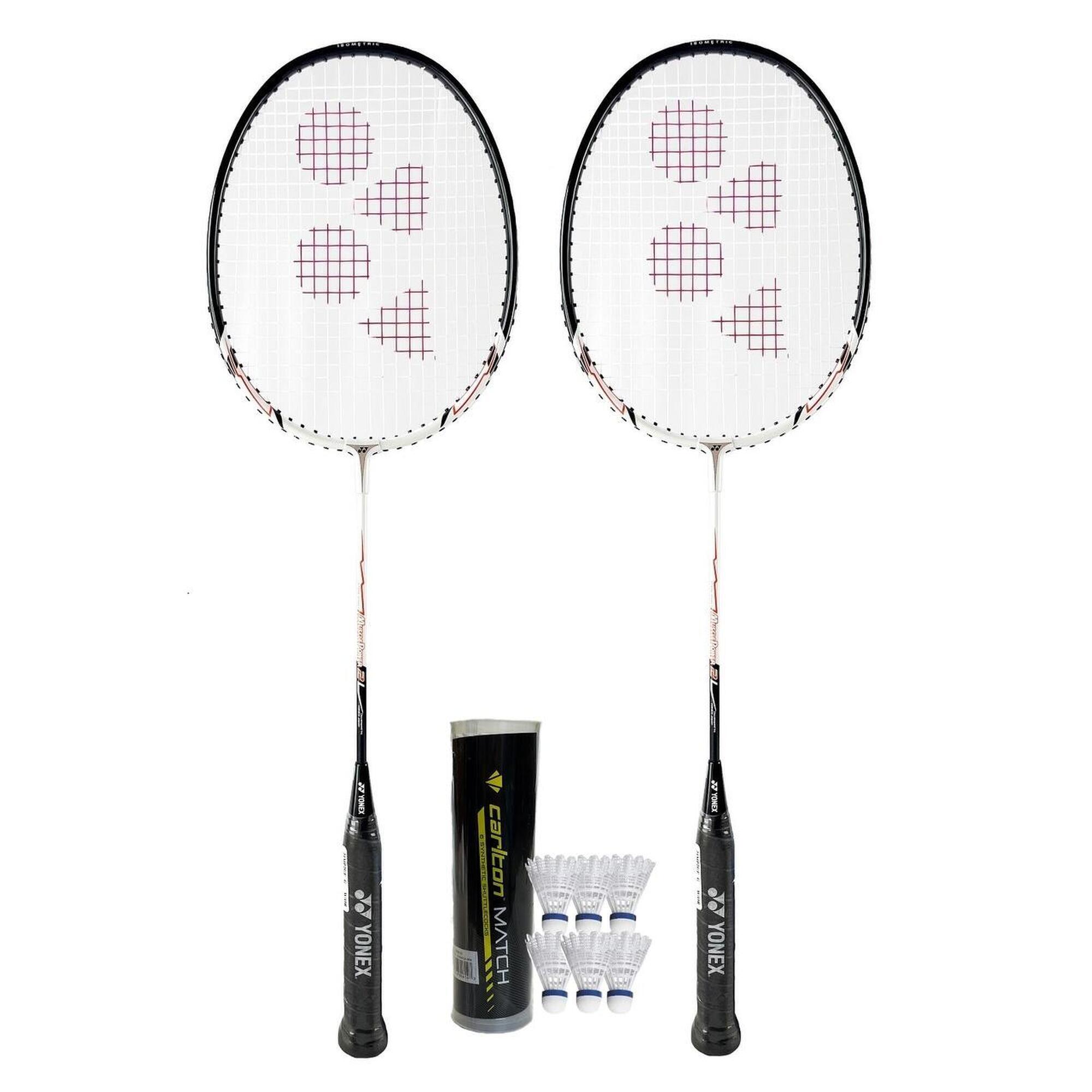 YONEX 2 x Yonex Muscle Power 2 Badminton Rackets + 6 Shuttlecocks