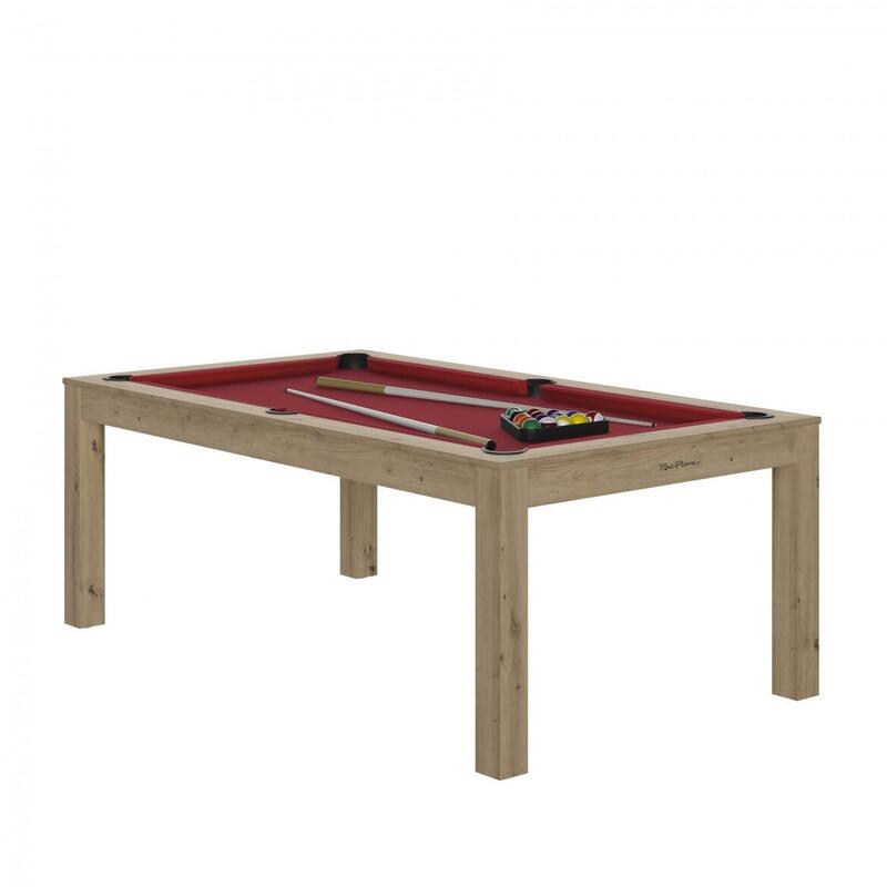 BILLARD CHARME CHENE SABLE - DRAP ROUGE AVEC PLATEAUX TABLE