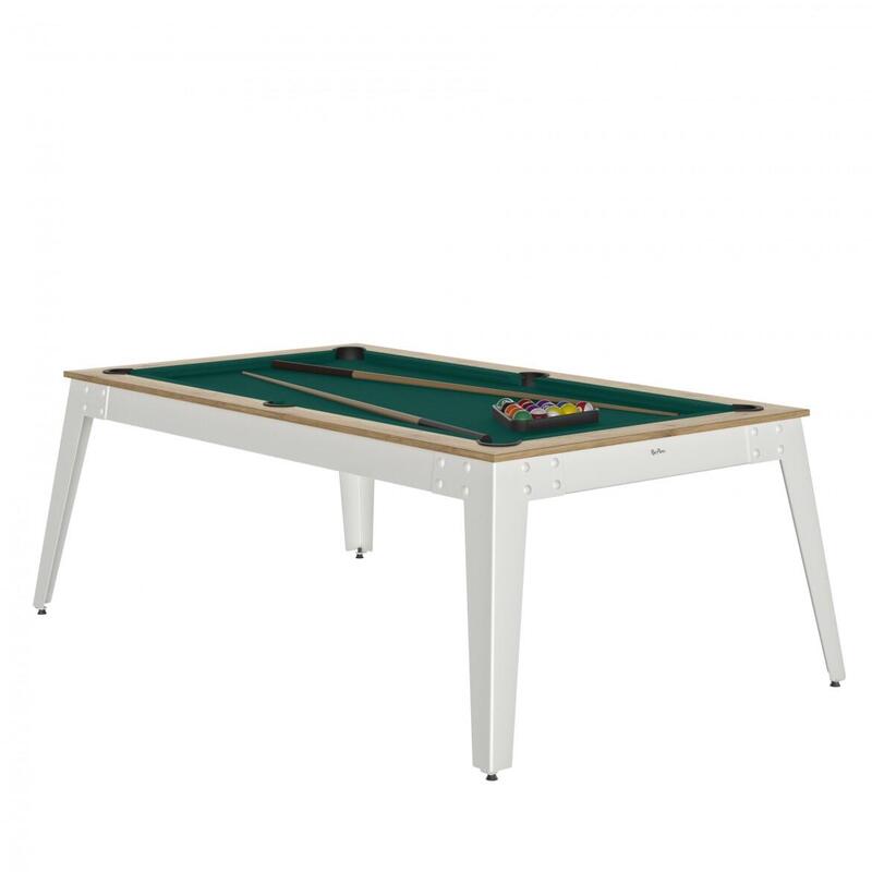 BILLARD STEEL CHENE SABLE - PIEDS BLANCS - DRAP VERT