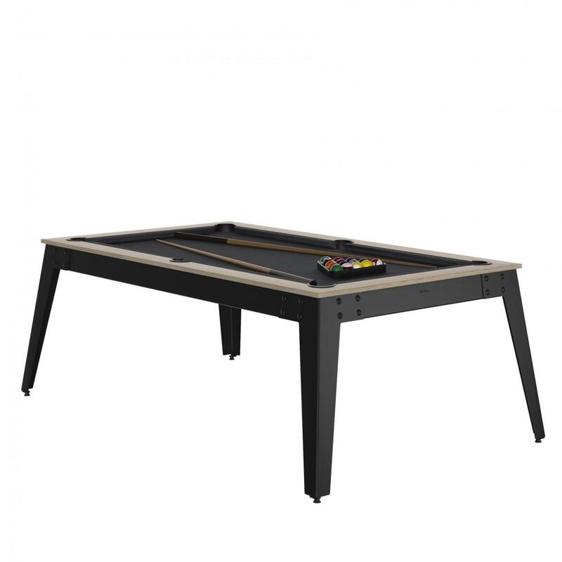 BILLARD STEEL OSLO - PIEDS GRIS - DRAP SLATE GREY AVEC PLATEAUX TABLE