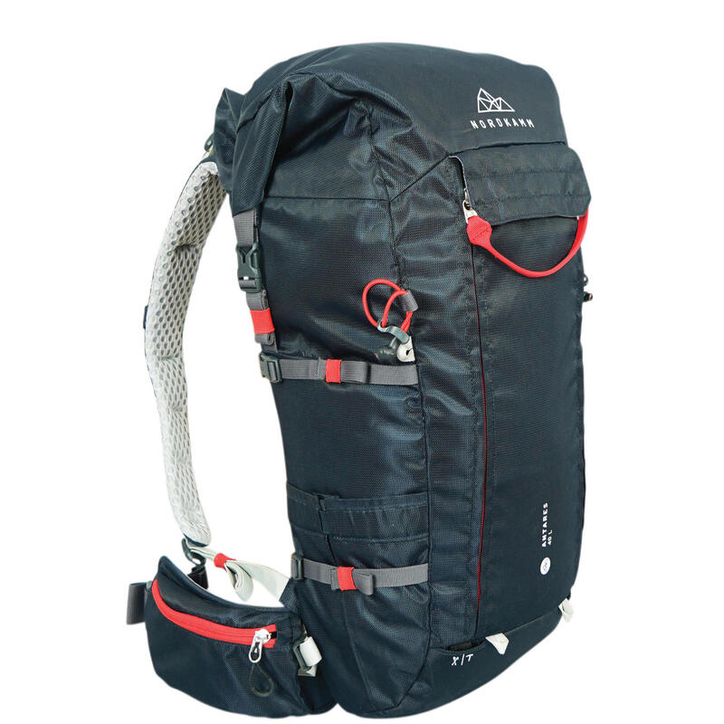 Wandel rugzak dames heren bergsport dagrugzak wandelen rolltop 40 liter blauw