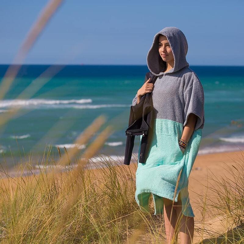 Poncho Toalla de Surf ponchmgl Adulto Menta/Gris M/L