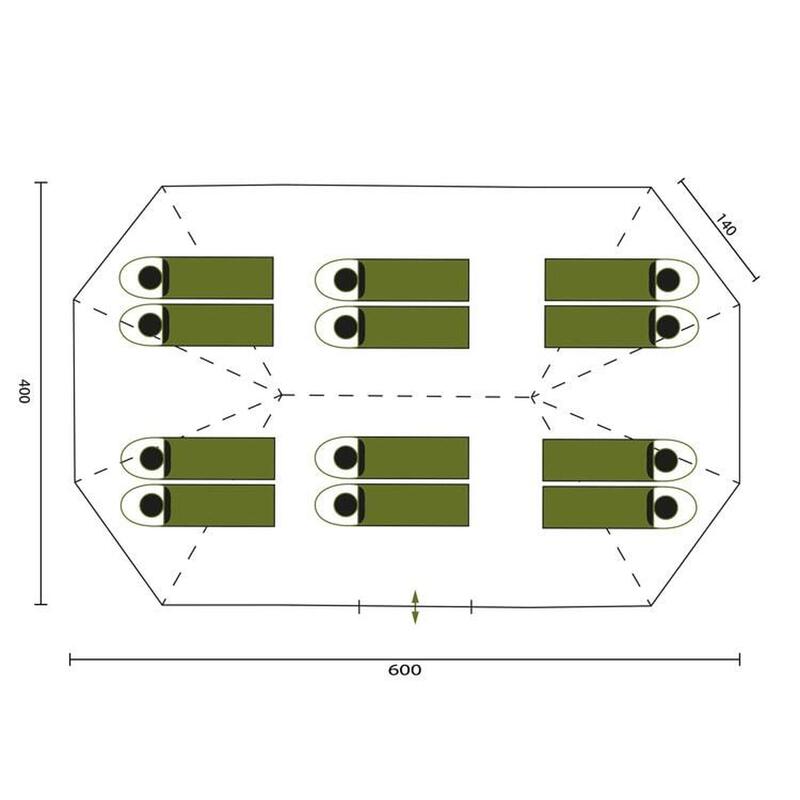 Katoenen Tipi Camping Tent Freya voor 12 personen - 6x4m - 3m hoog - Muggengaas