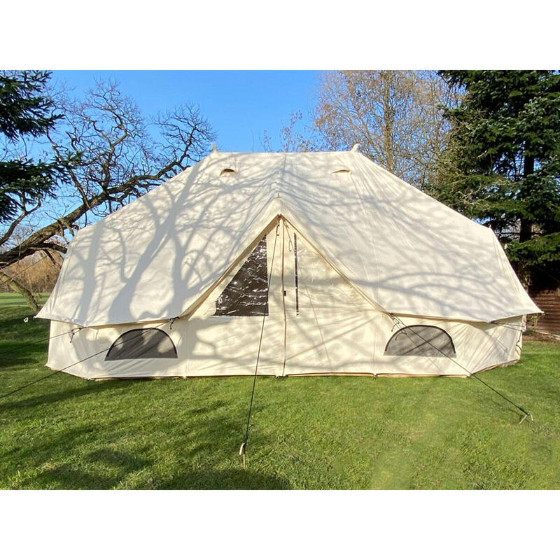 Katoenen Tipi Camping Tent Freya voor 12 personen - 6x4m - 3m hoog - Muggengaas