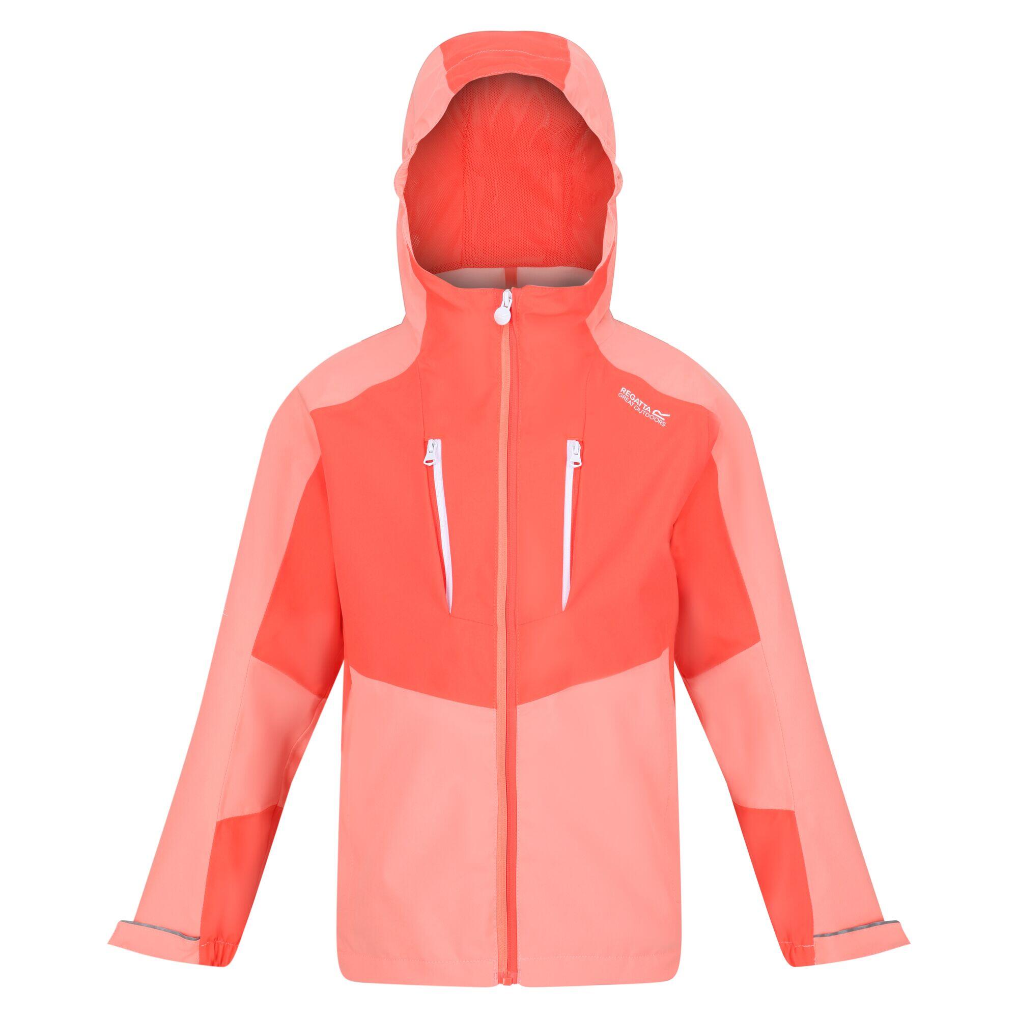 REGATTA Childrens/Kids Highton III Waterproof Jacket (Fusion Coral/Neon Peach)