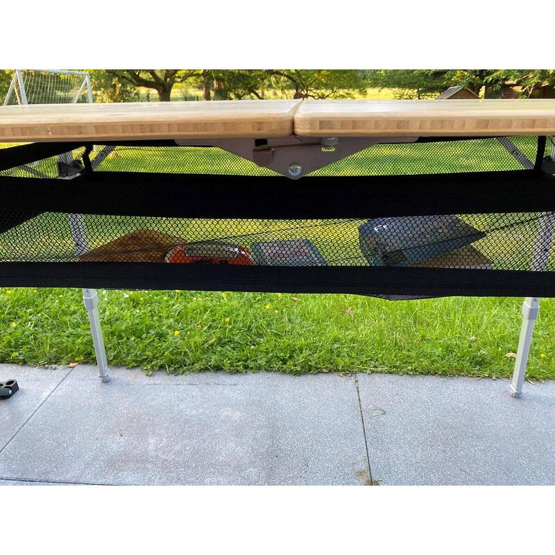 Campingtisch Tolja - Faltbarer Tisch mit Netzablage - Bambus/alu - 120 x 70 cm