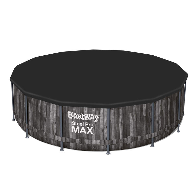 Piscine tubulaire Steel Pro Max décor bois ronde 4,27 x 1,07 m