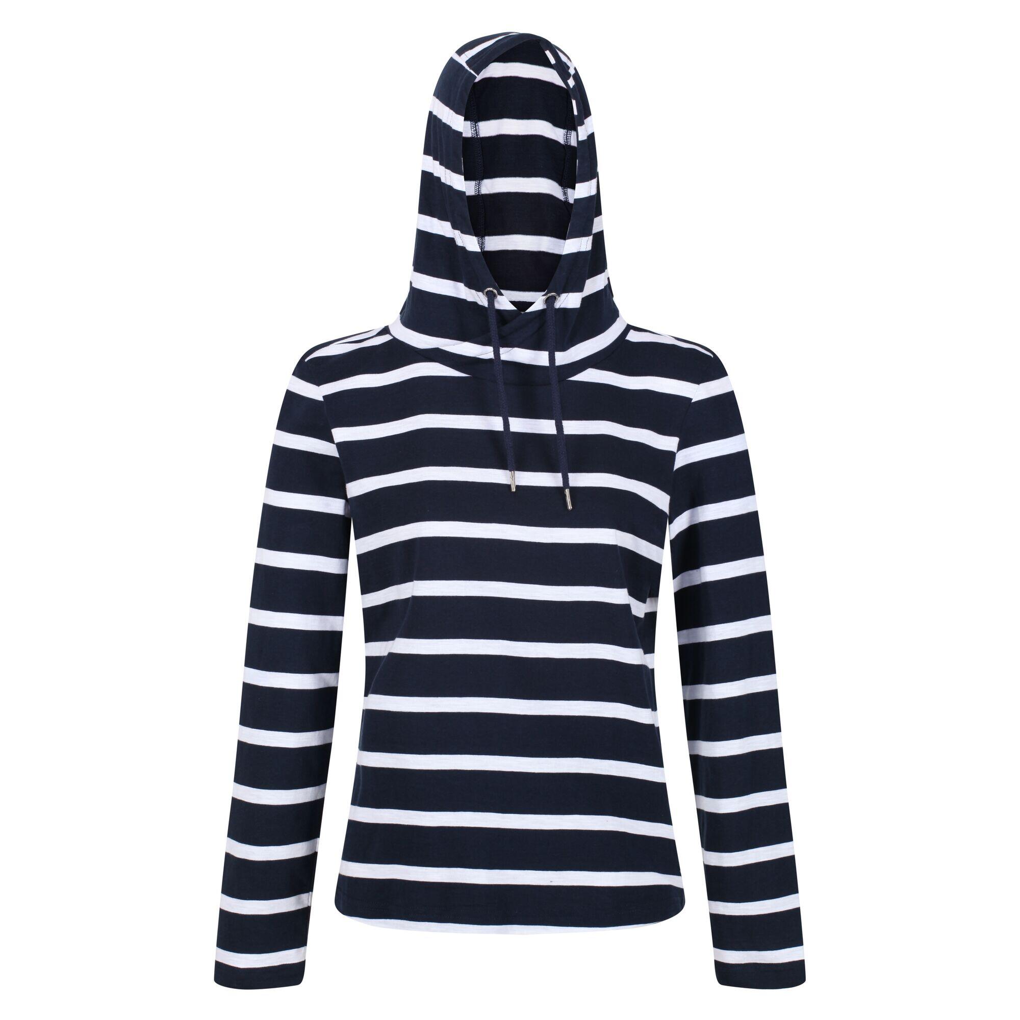 Womens/Ladies Maelys Stripe Hoodie (Navy/White) 1/5