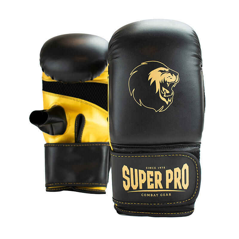 Super Pro Boxsackhandschuhe "Victor", M, Schwarz-Gold